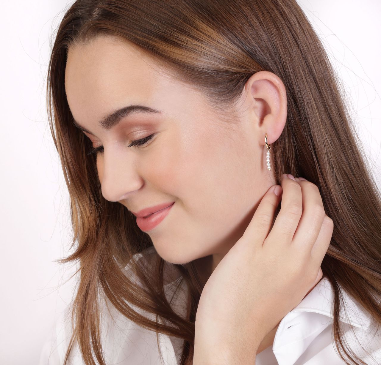 Zilveren goldplated oorringen met parel voor dames