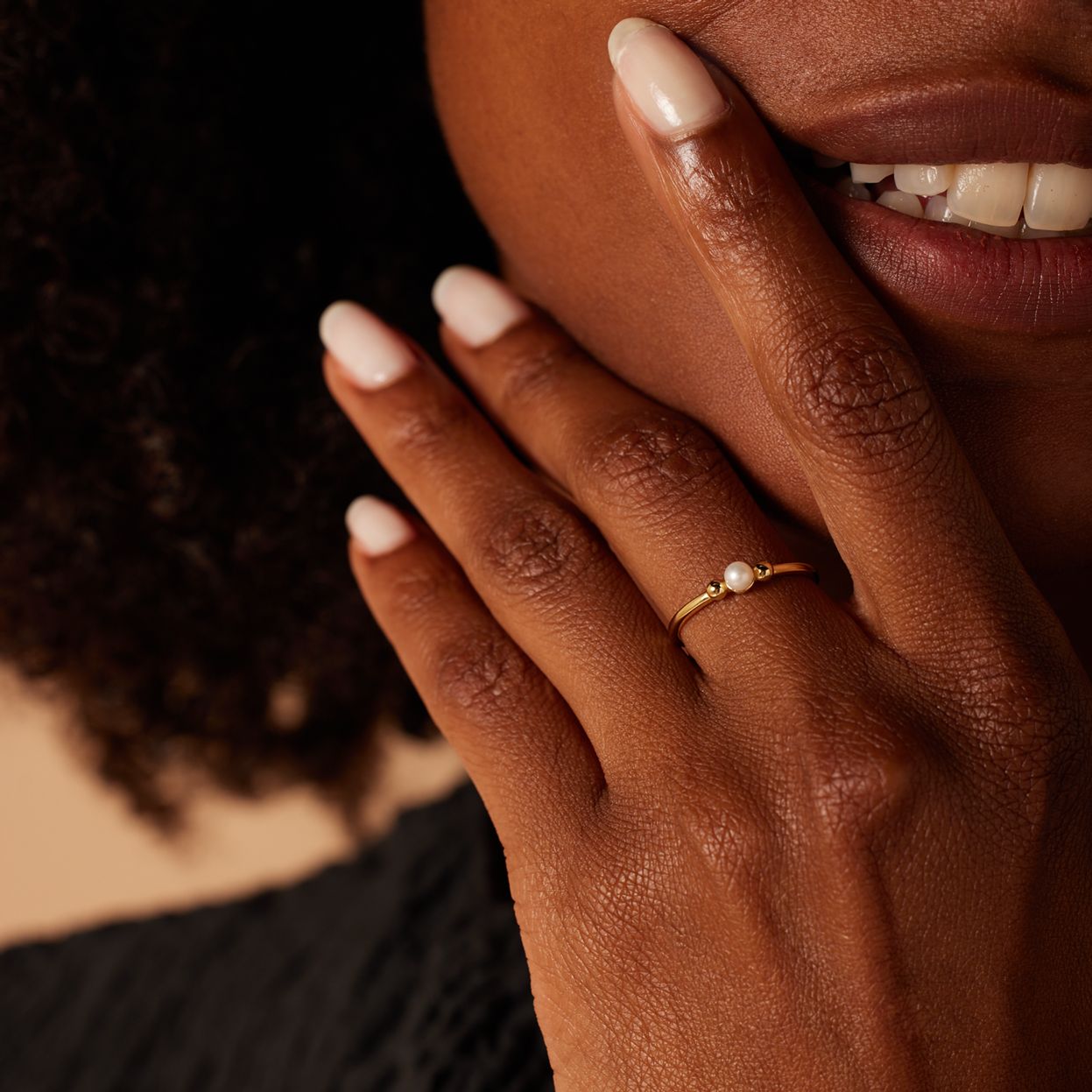 Zilveren goldplated ring met parel voor dames