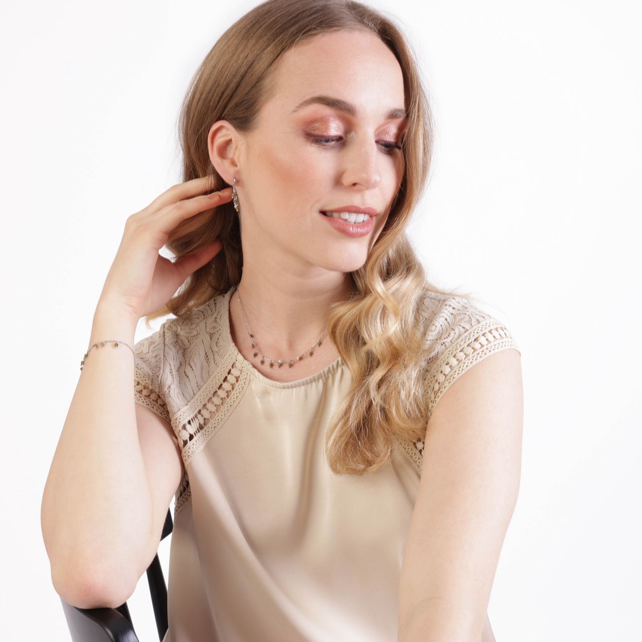 Stainless steel ketting met groene labradoriet