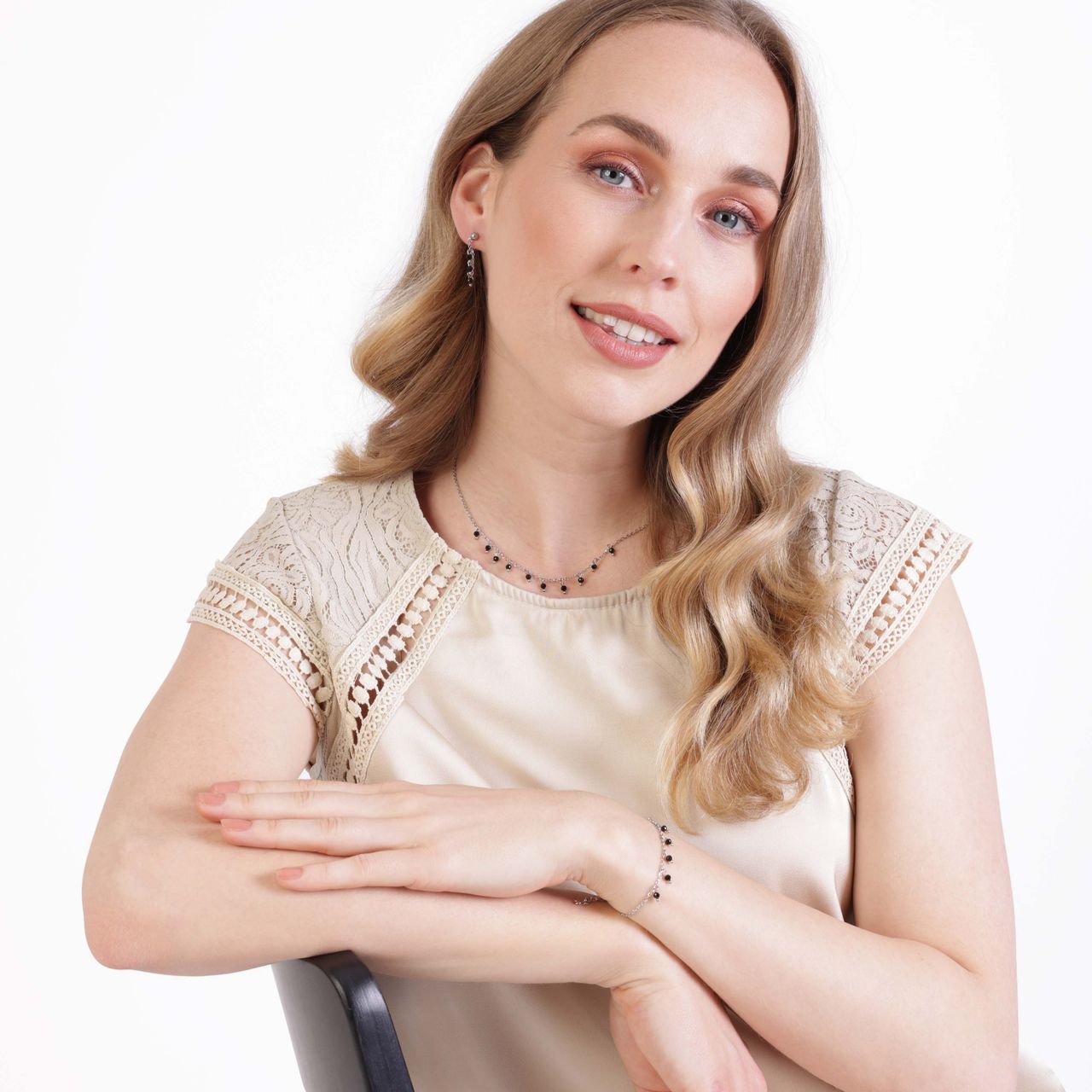 Stainless steel armband met zwarte agaat