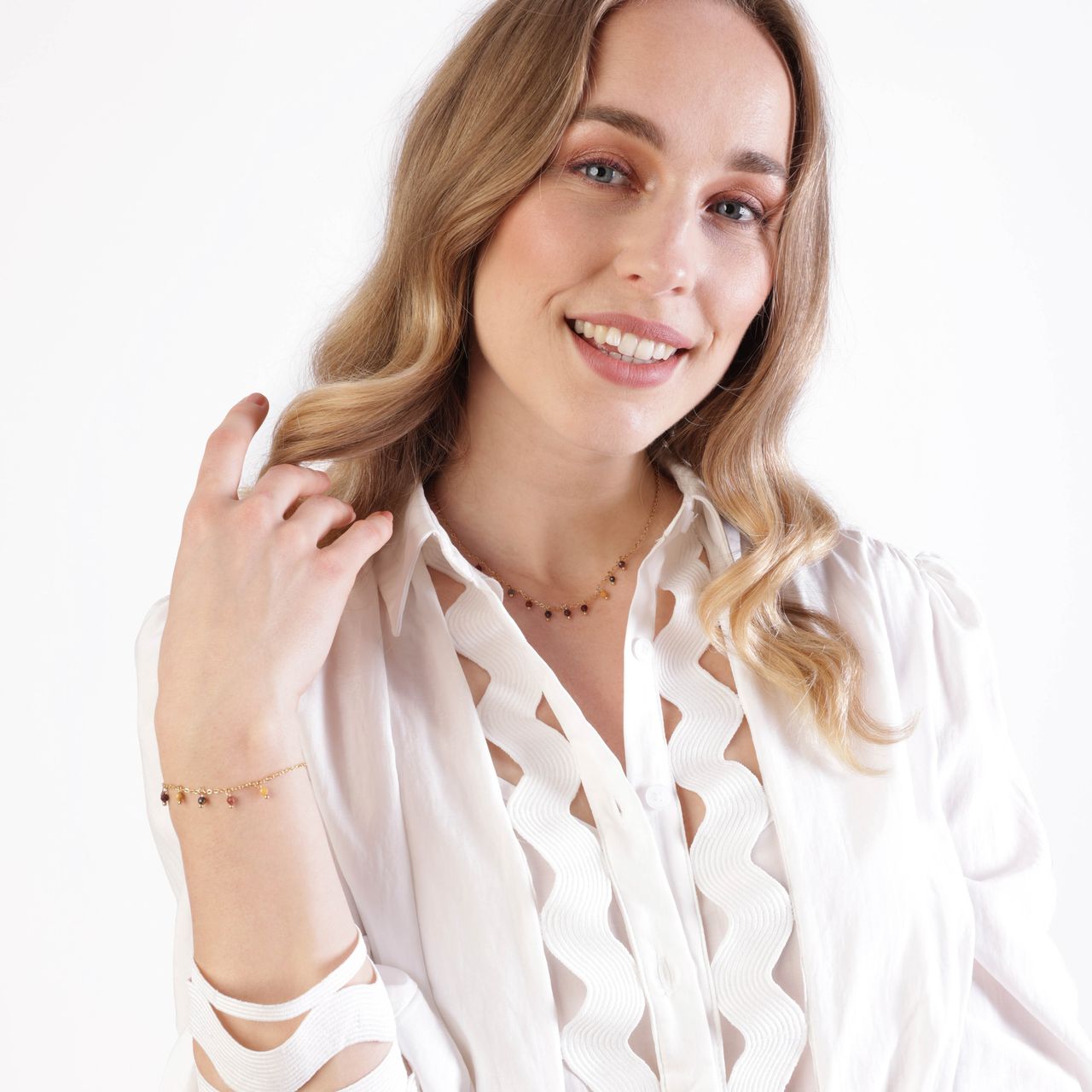 Stalen goldplated armband met vitteline