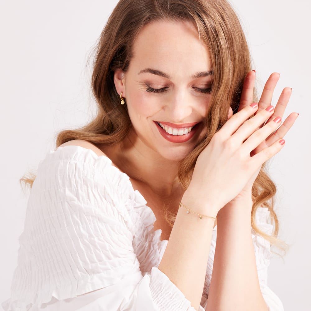 Zilveren goldplated armband ster zirkonia