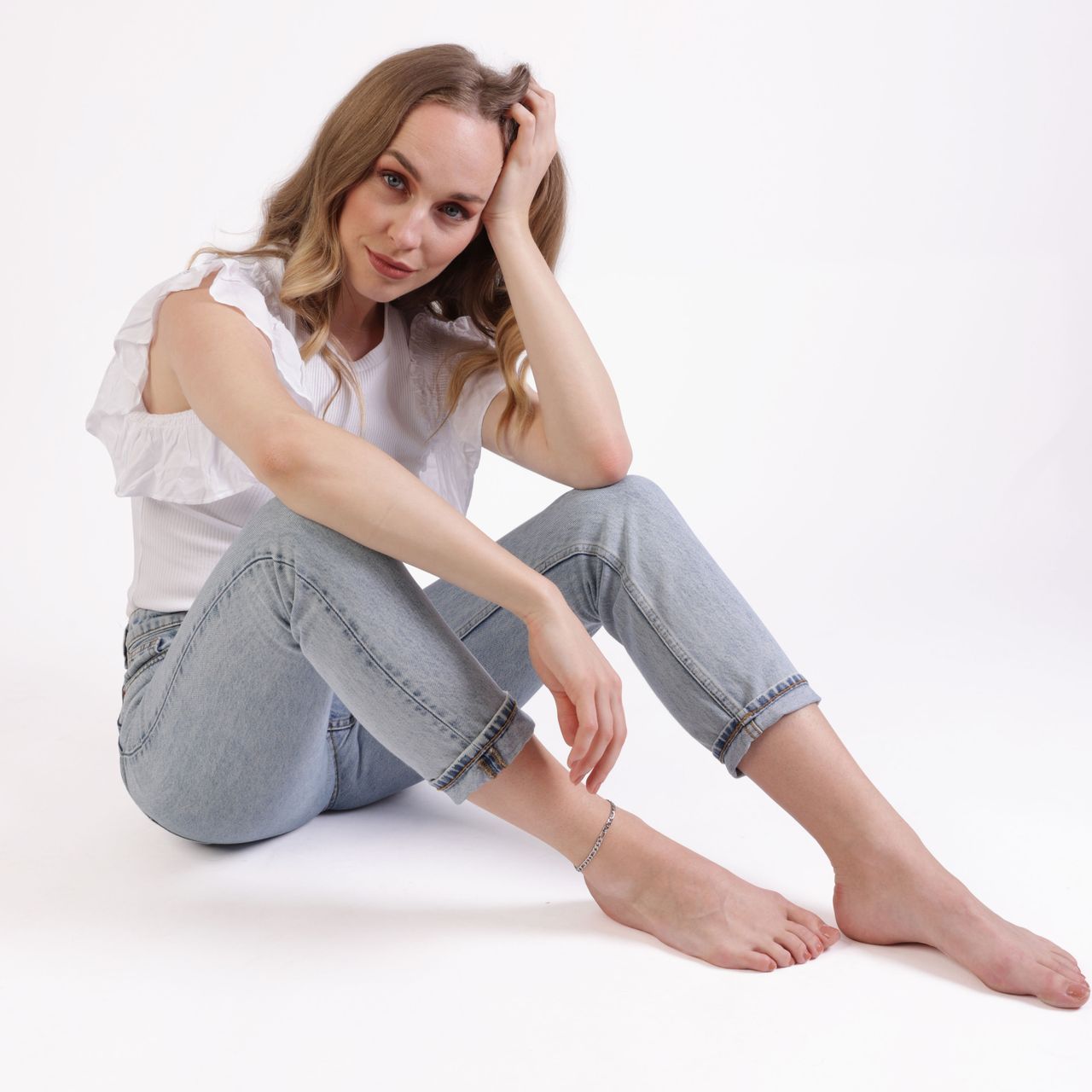 Gerecycleerd stainless steel enkelband met figaro schakel