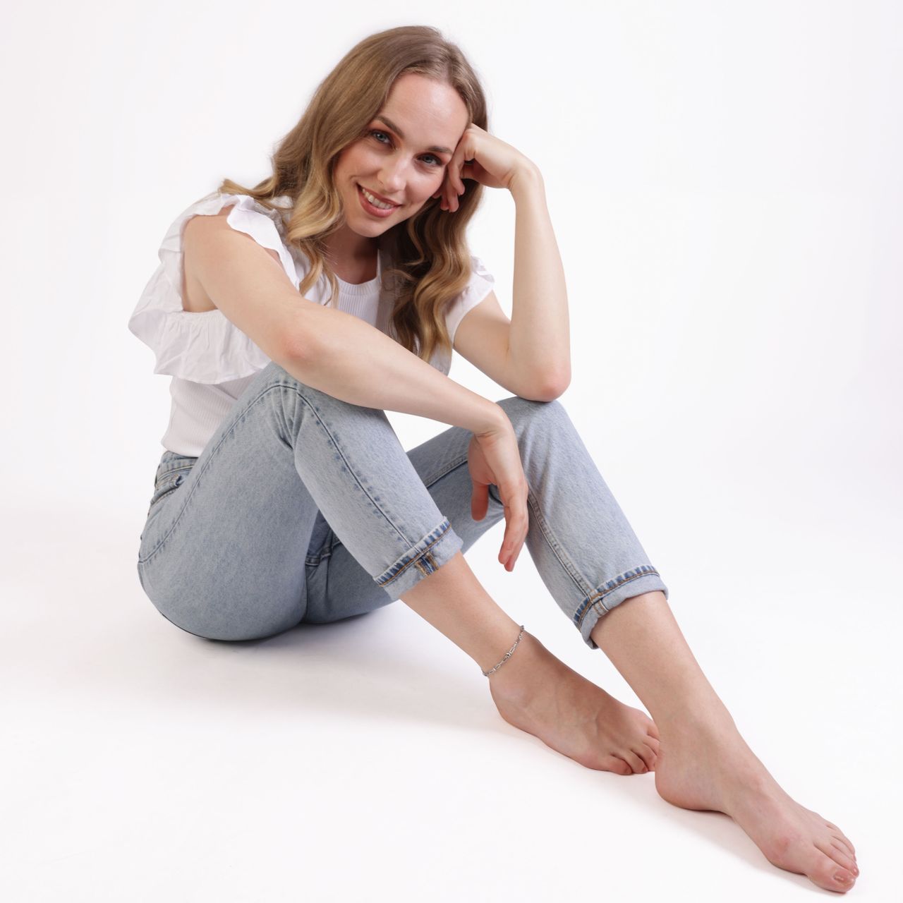 Gerecycled dubbele stainless steel enkelbandje met sterren