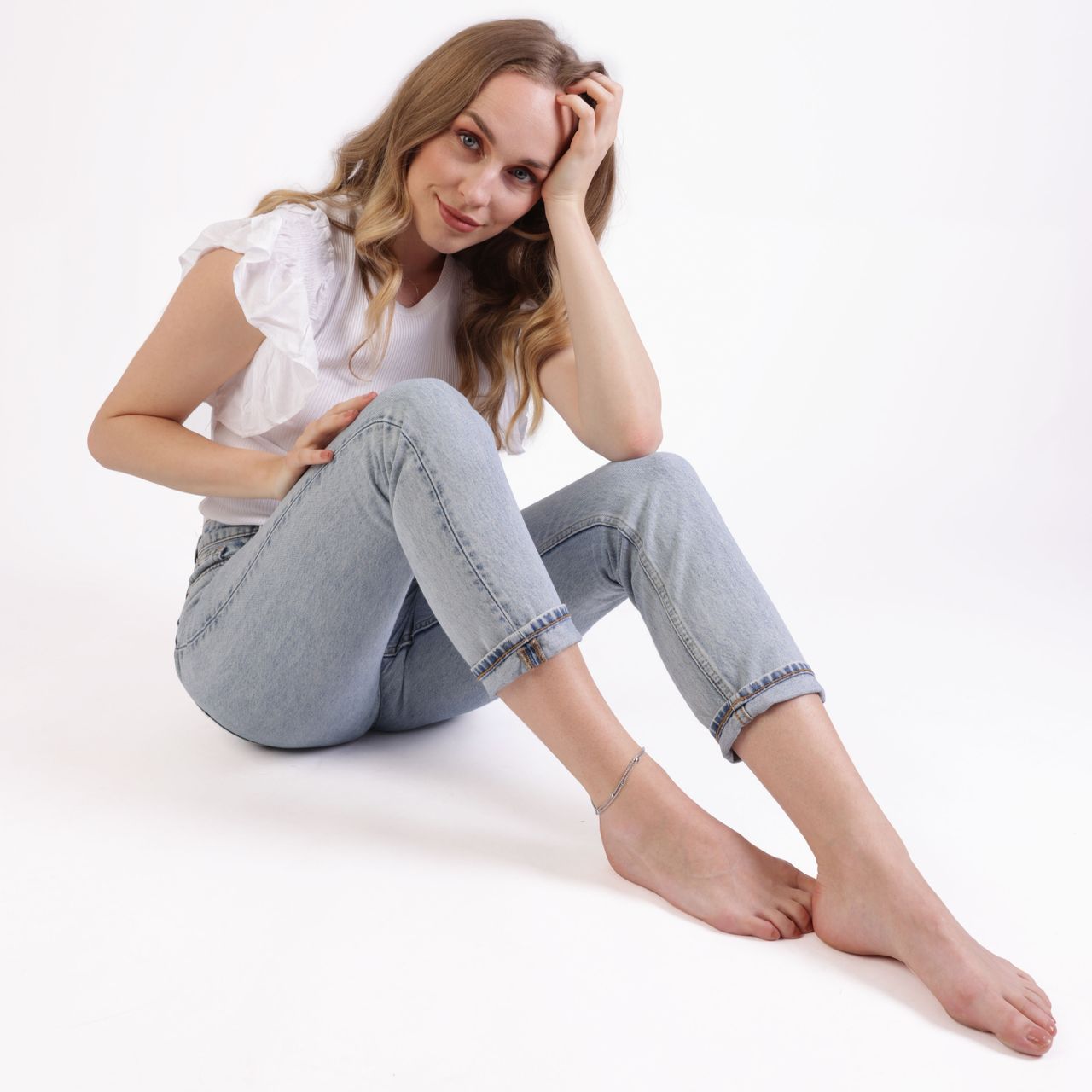 Gerecycled dubbele stainless steel enkelbandje met sterren