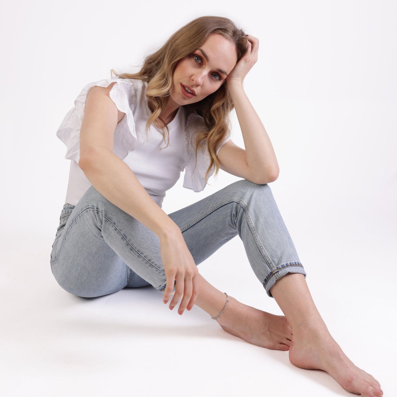 Gerecycled dubbele stainless steel enkelband met bedeltjes