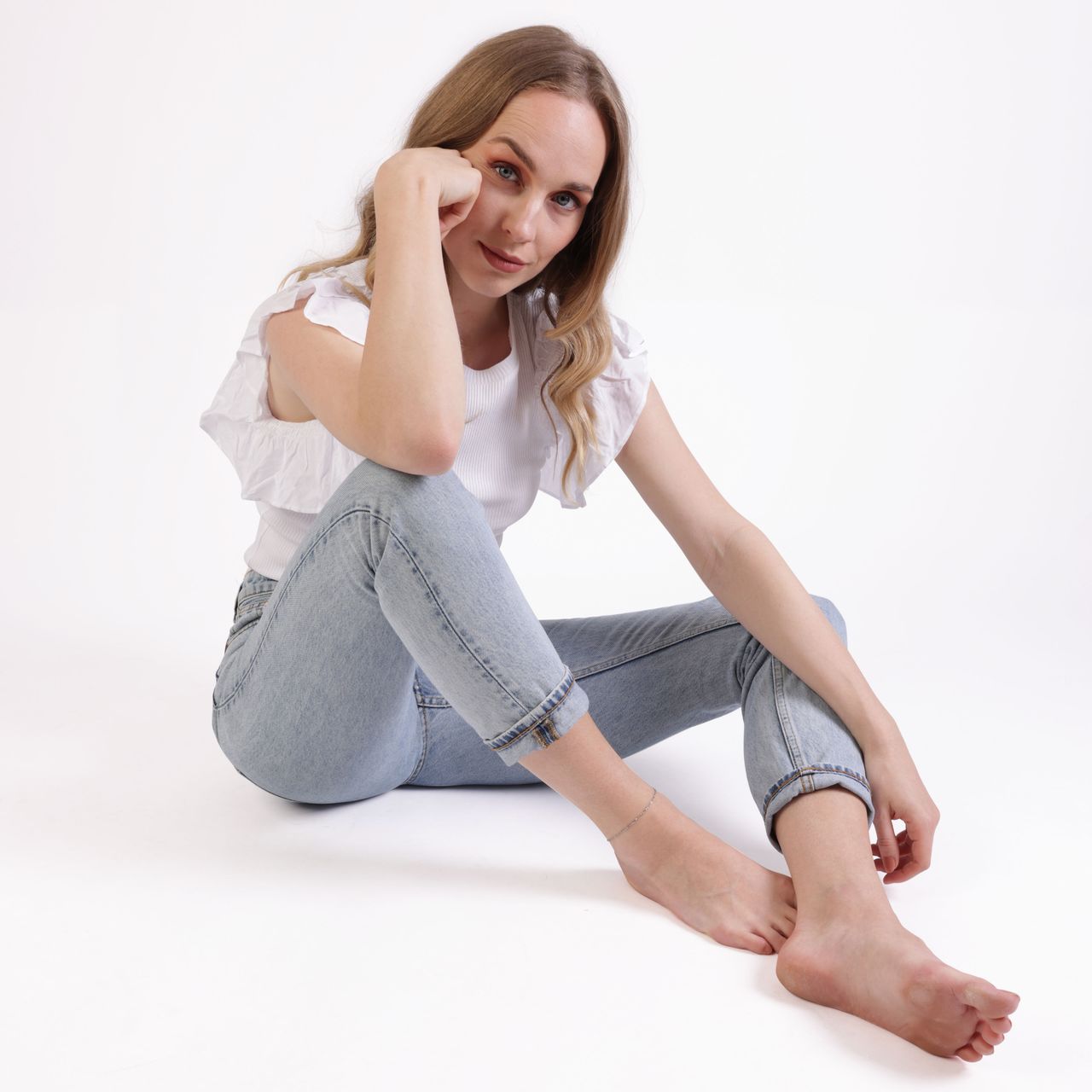 Gerecycleerd stainless steel enkelband met fantasie schakel