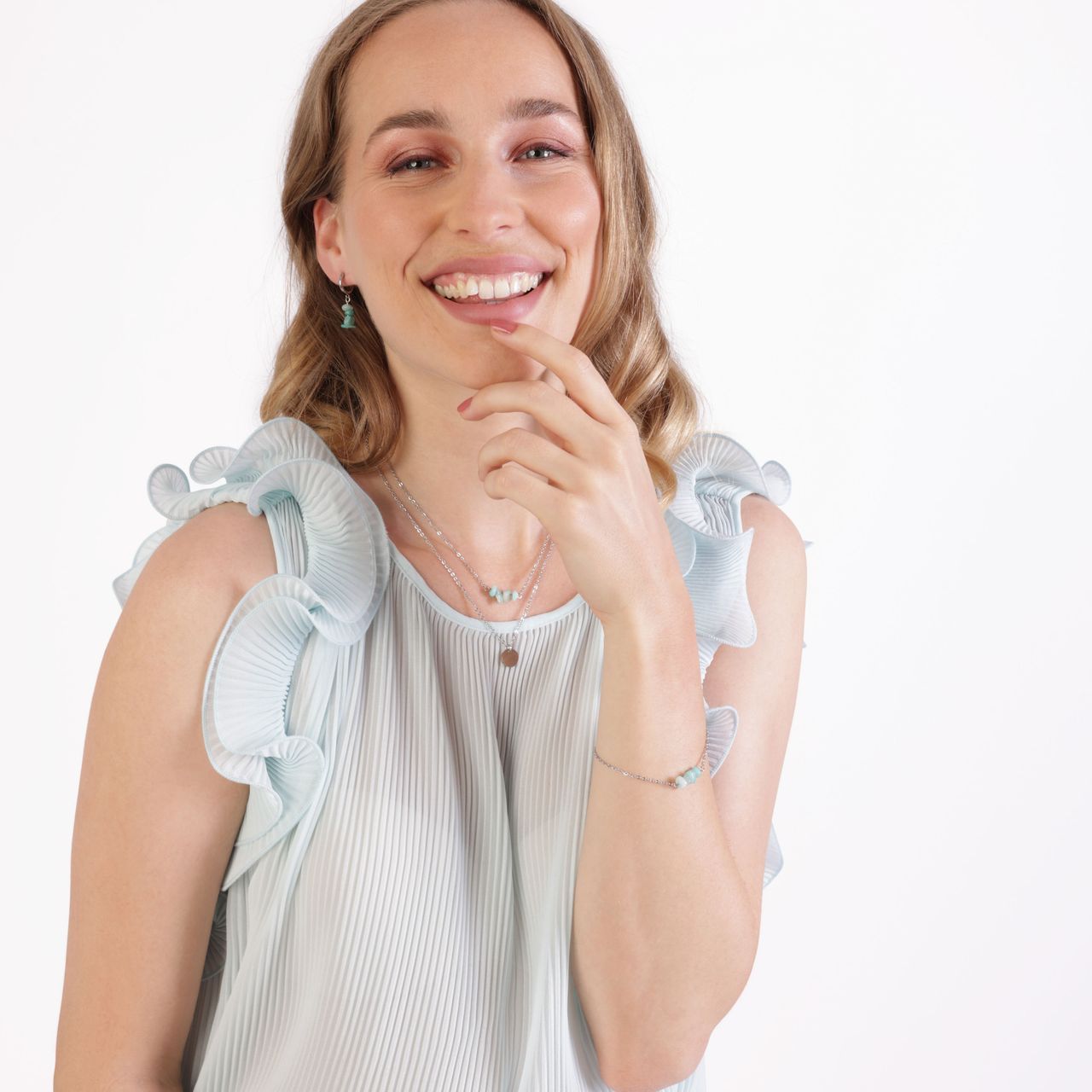 LuLu Jewels stalen ketting met muntje en aventurijn voor dames