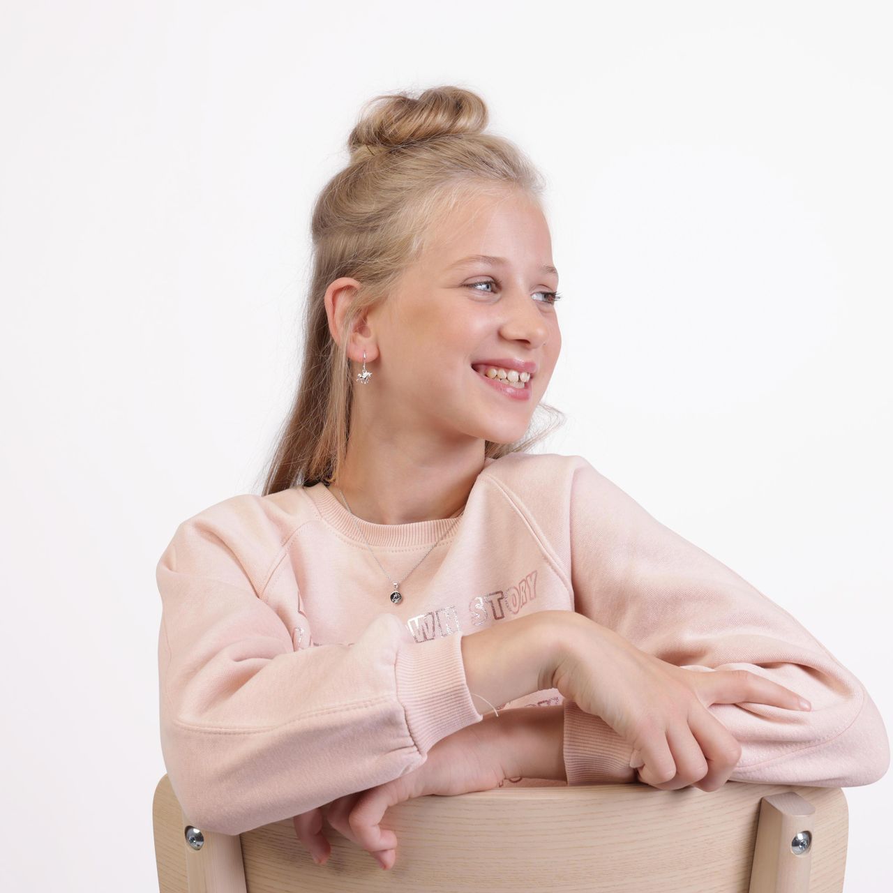 Zilveren kinderoorbellen unicorn