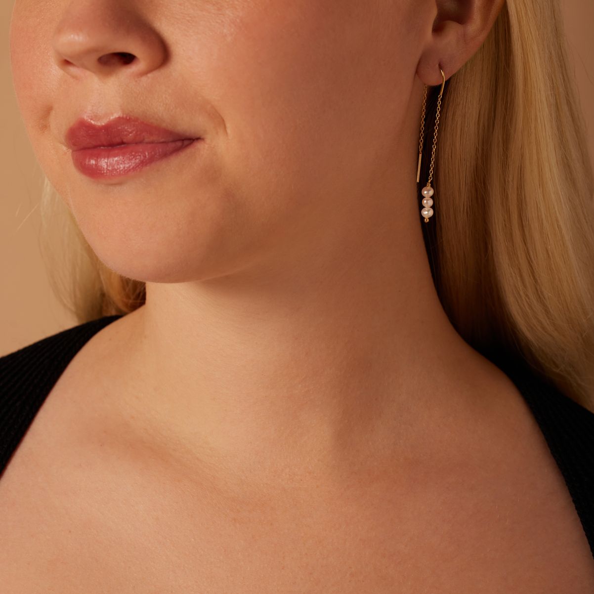 Zilveren goldplated oorhangers met parel voor dames