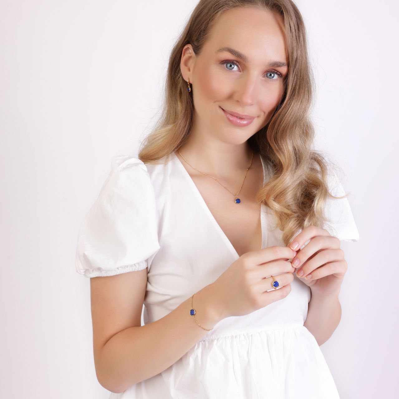 Zilveren goldplated oorringen met lapis lazuli voor dames