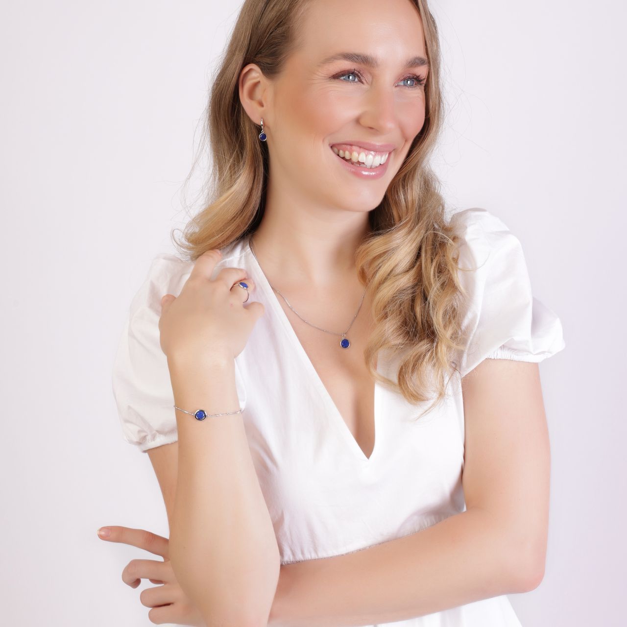 Zilveren ketting met hanger Gemstone Lapis