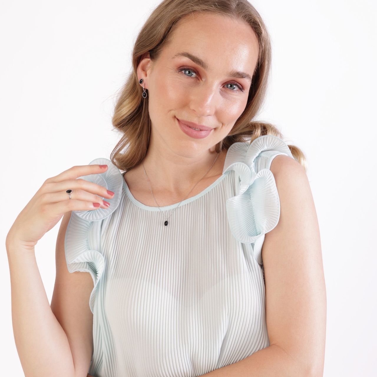 Zilveren ketting met hanger Gemstone black onyx