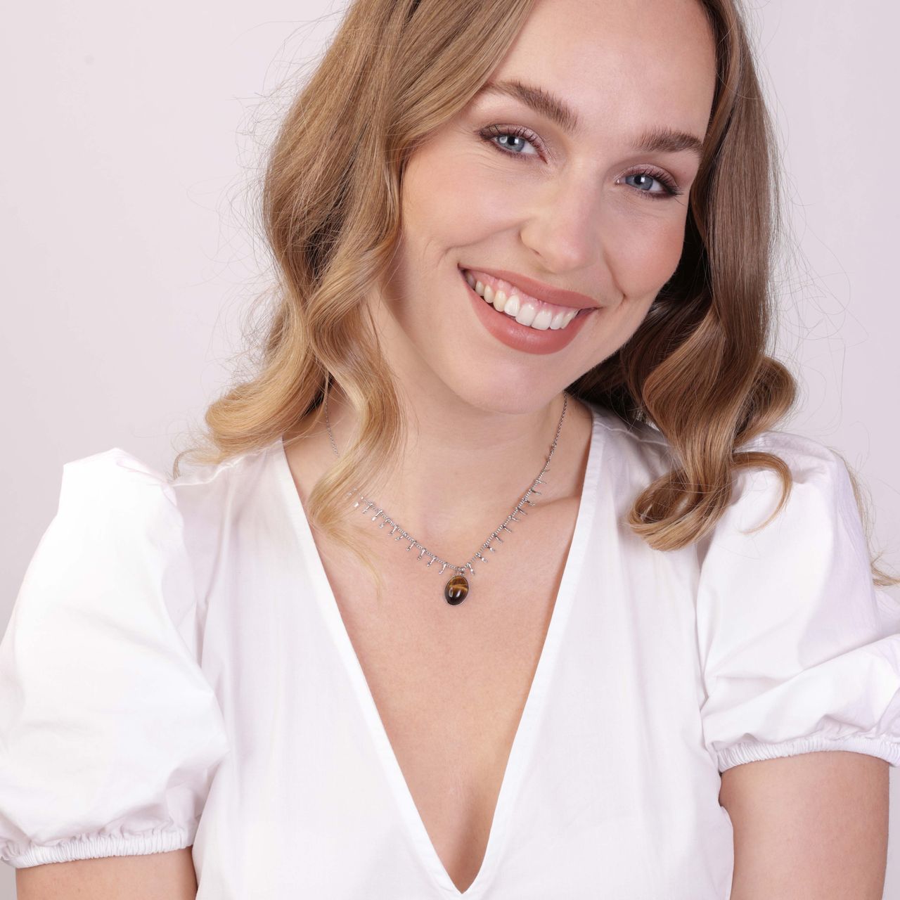 Stainless steel ketting met ovale hanger