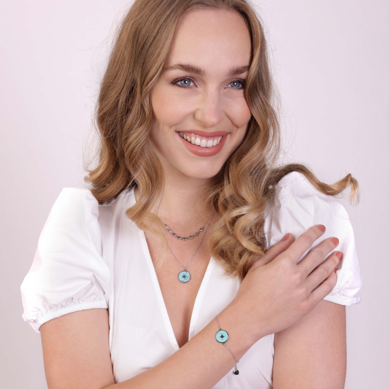 Stalen armband ronde bedel