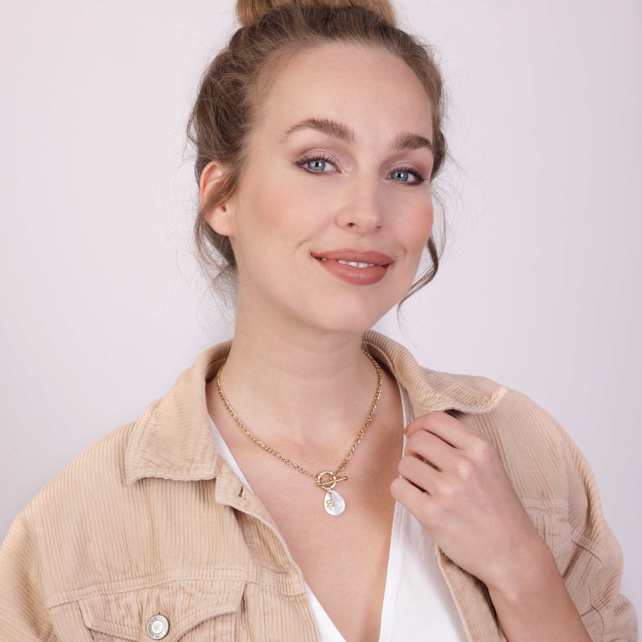 Stalen goldplated ketting met hanger voor dames