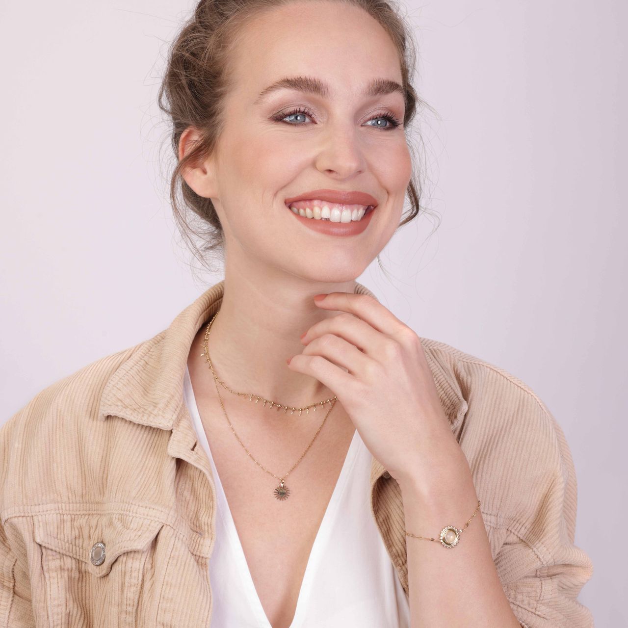 Stalen goldplated ketting met hanger voor dames