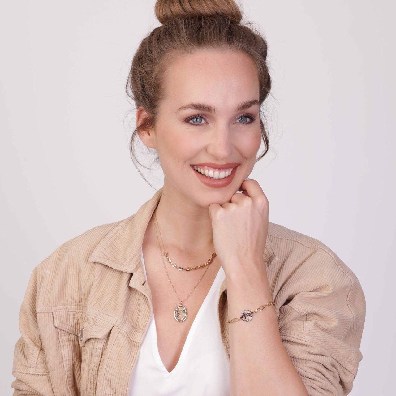 Stalen 14 karaat goldplated ketting met hanger