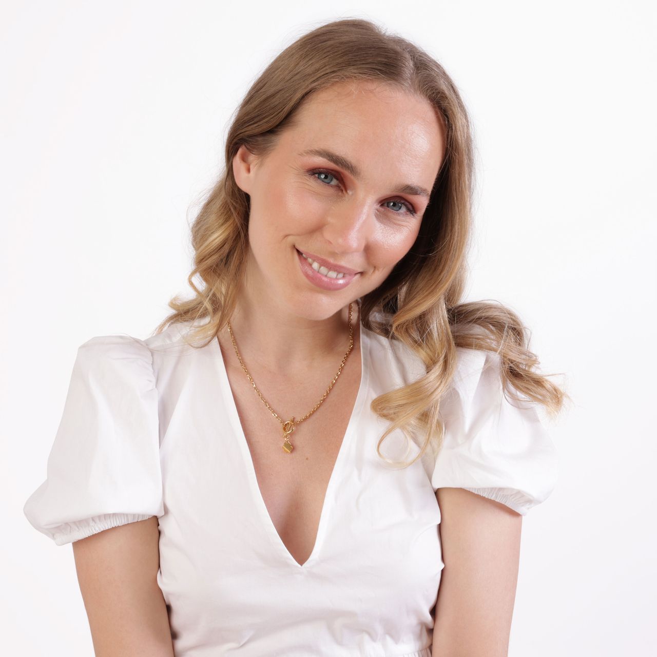 Stalen goldplated naamketting met hanger bloem voor dames