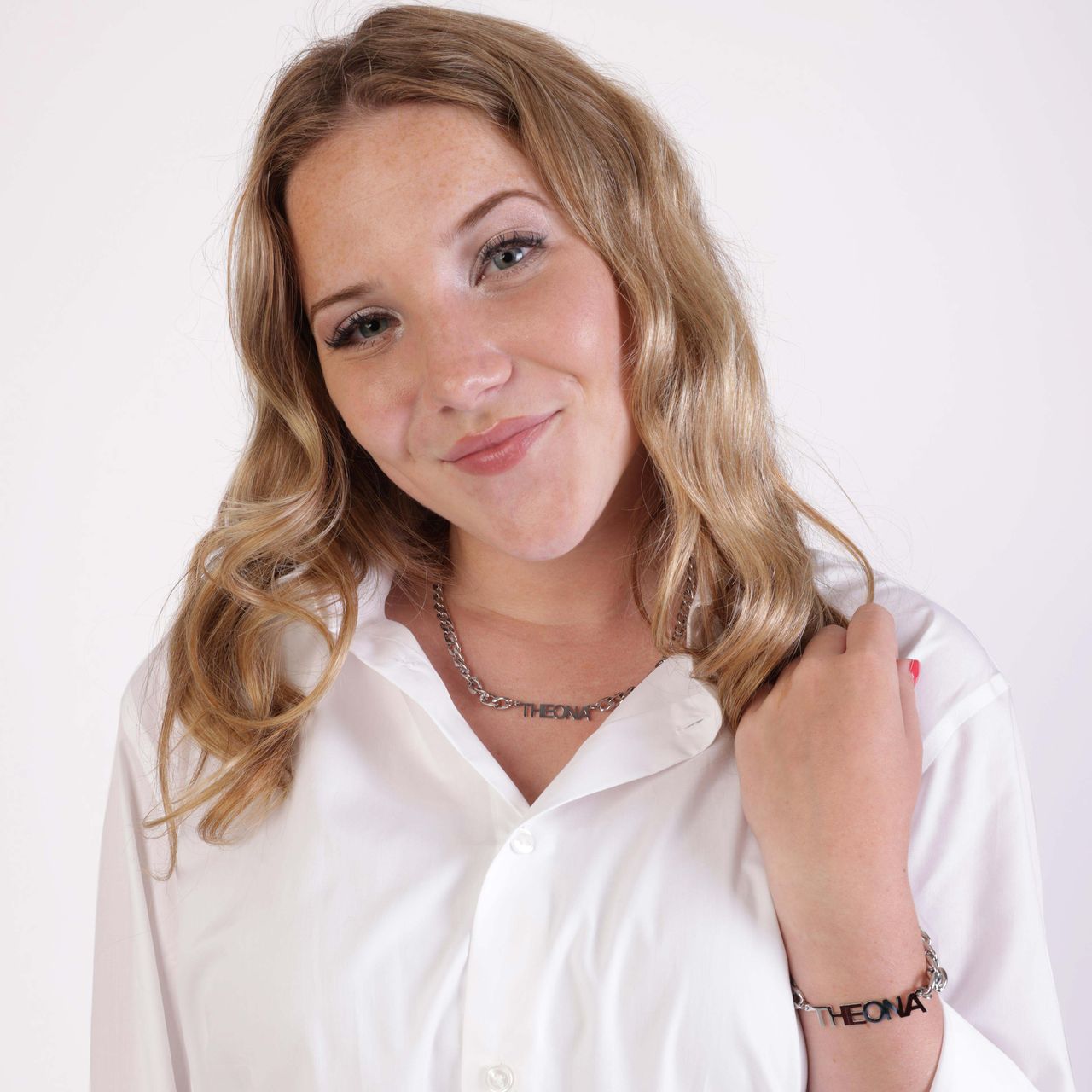 Stainless steel naamketting gourmetschakel