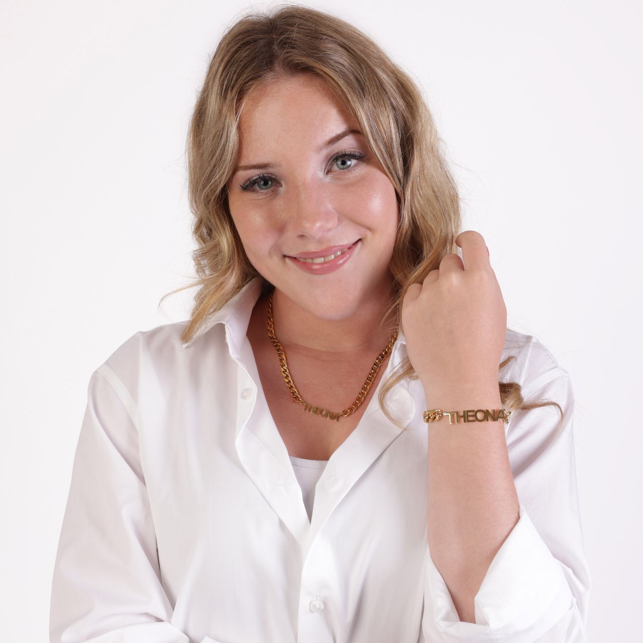 Stainless steel goldplated naamkettin