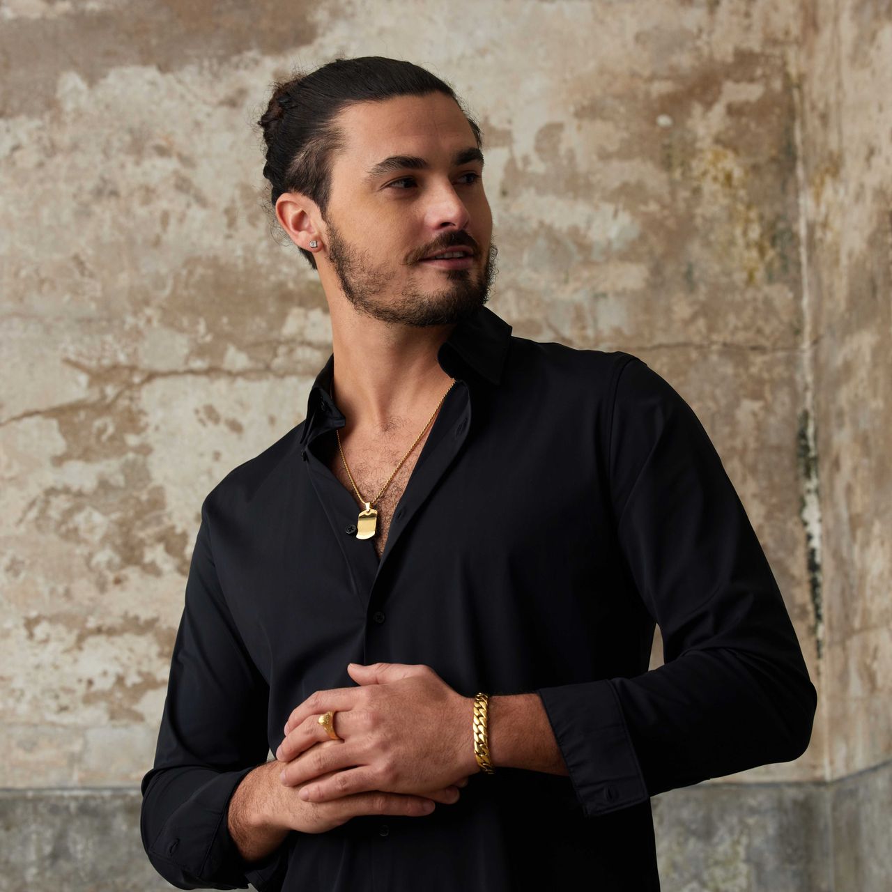 Herrenarmband, Edelstahl, vergoldet, Gourmet-Kettenglied