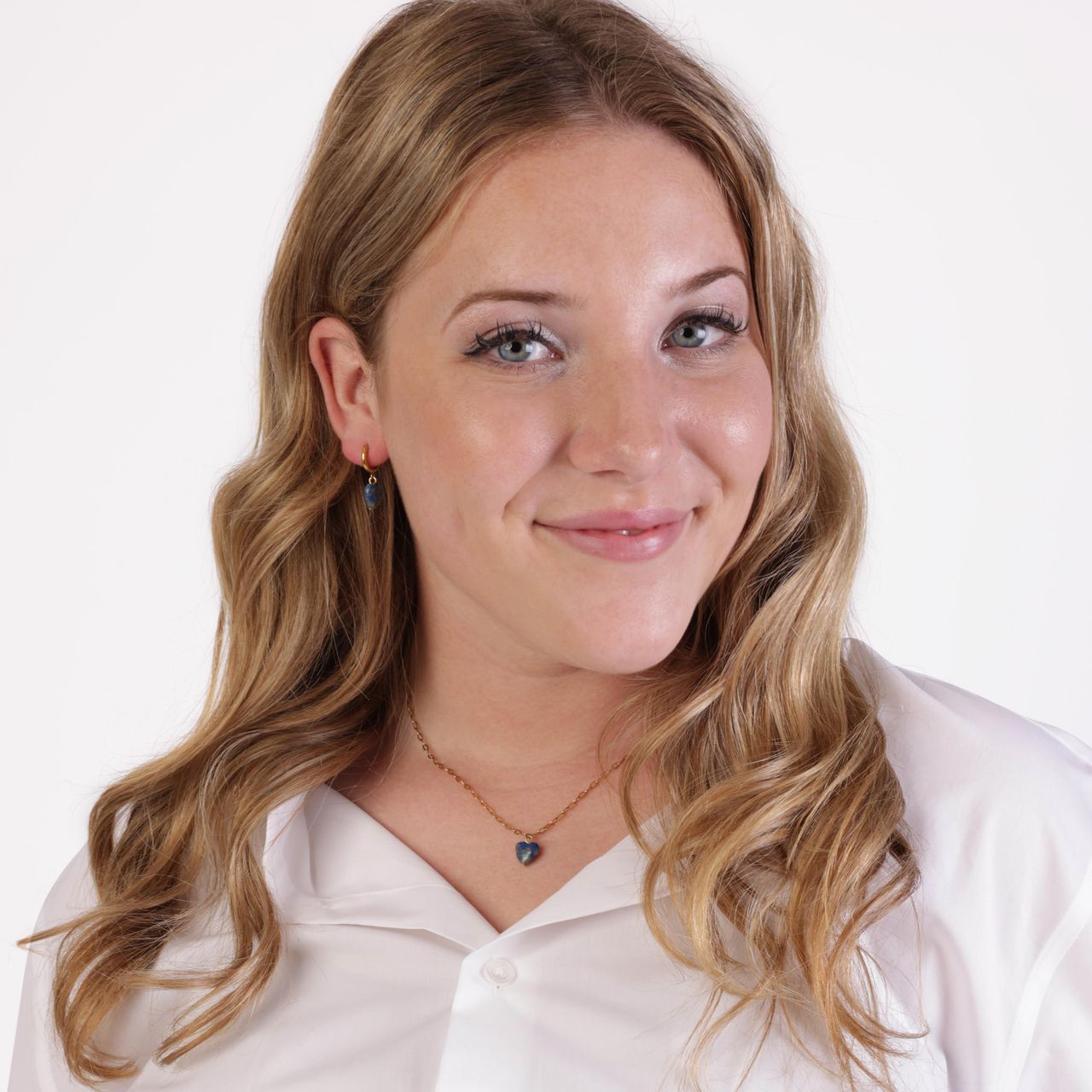 Stainless steel goldplated ketting met hanger hart met lapis lazuli voor dames