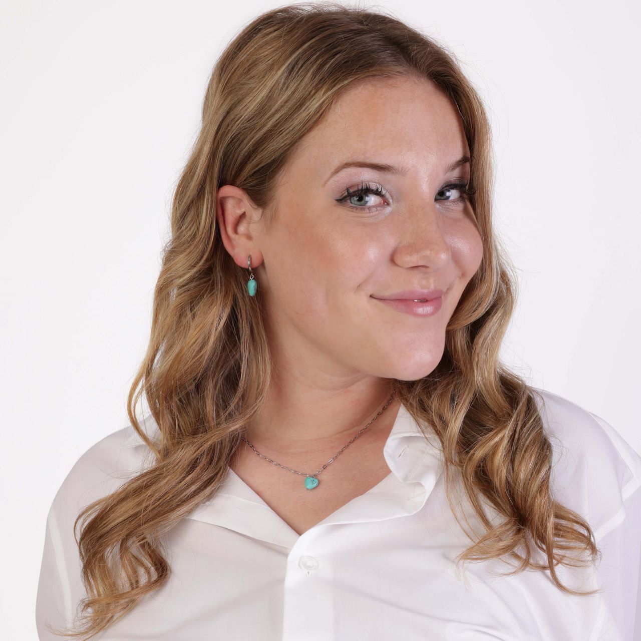 Stainless steel ketting met hartje turquoise