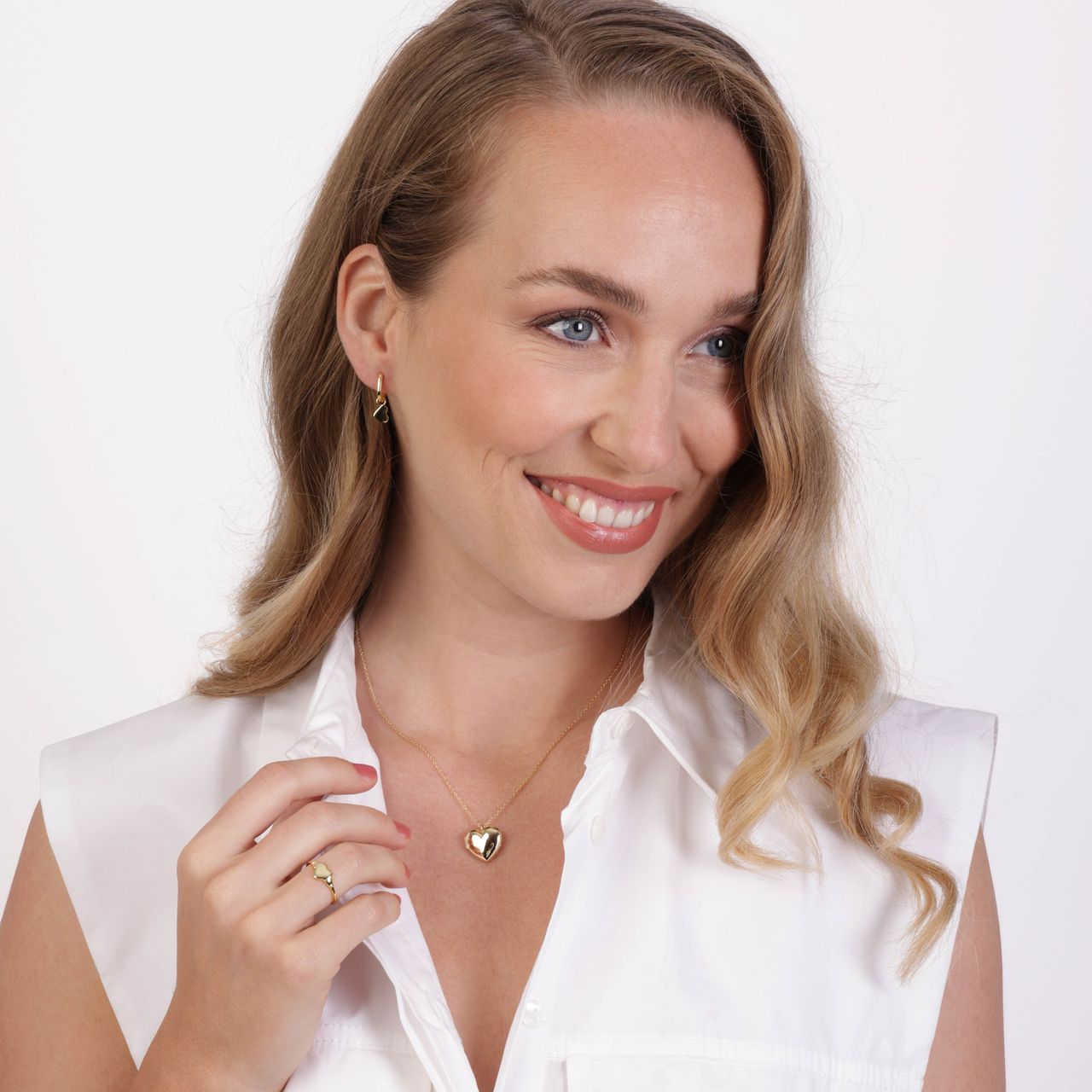 Zilveren goldplated ketting met hanger hart voor dames