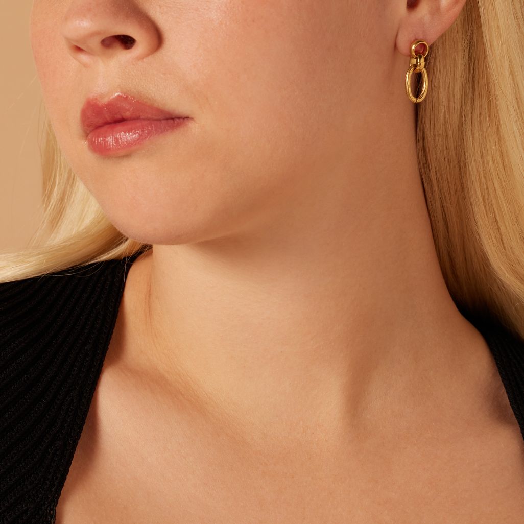 Camille gerecycled stainless steel 18 karaat goldplated oorhangers voor dames