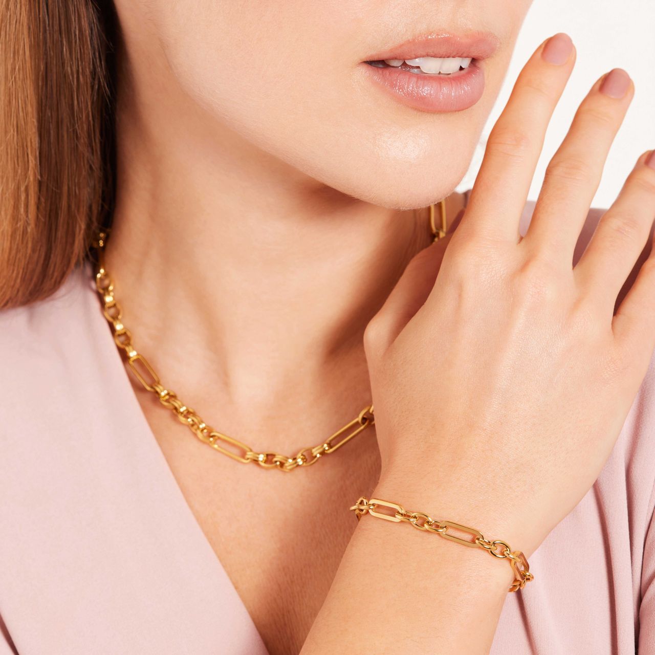 Gerecycleerd stainless steel 18 karaat goldplated armband odila