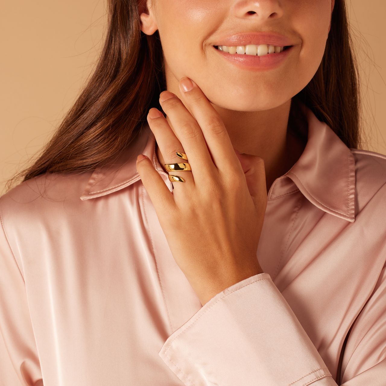 Gerecycleerd stainless steel 18 karaat goldplated ring rosamonde