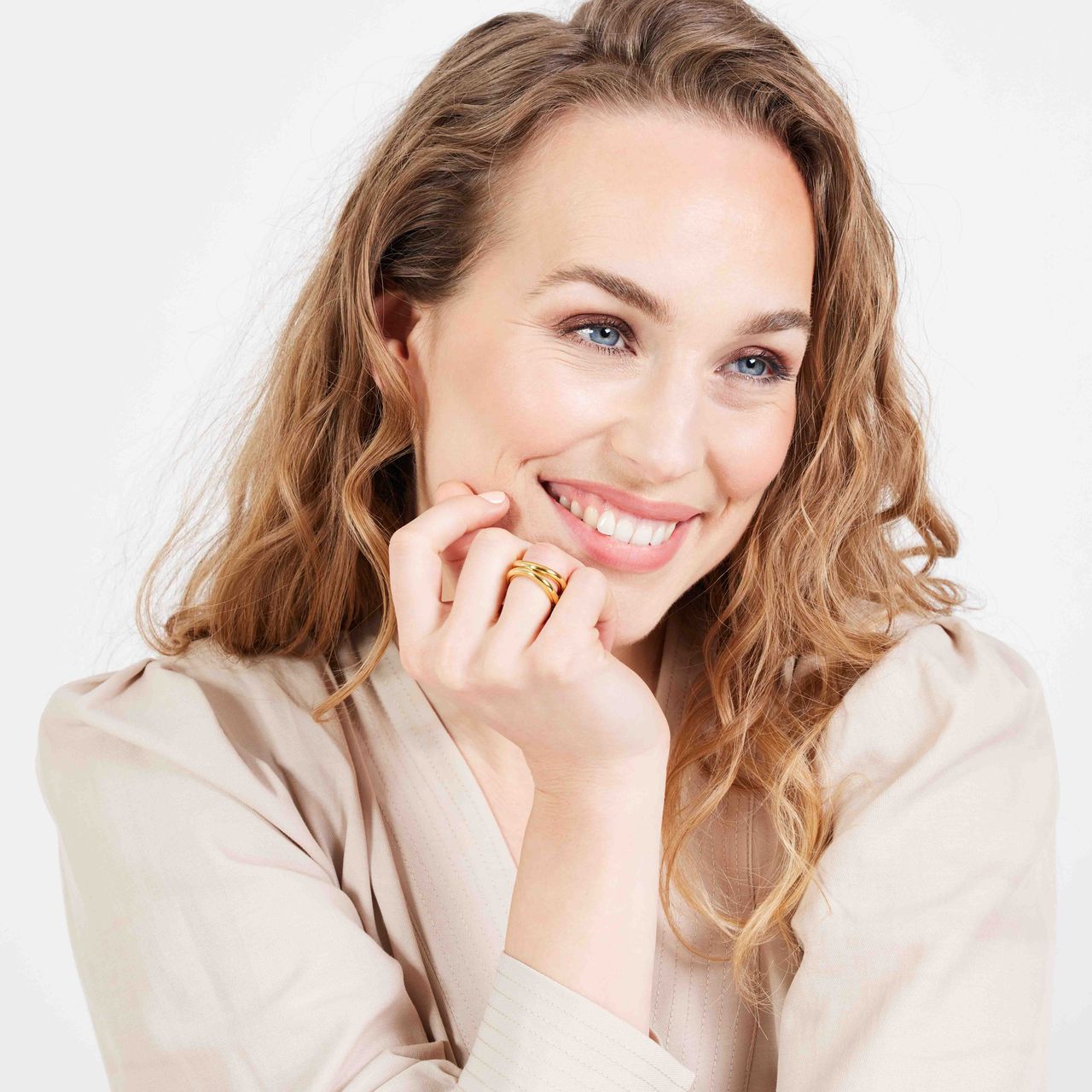 Gerecycleerd stalen 18 karaat goldplated ring amandine