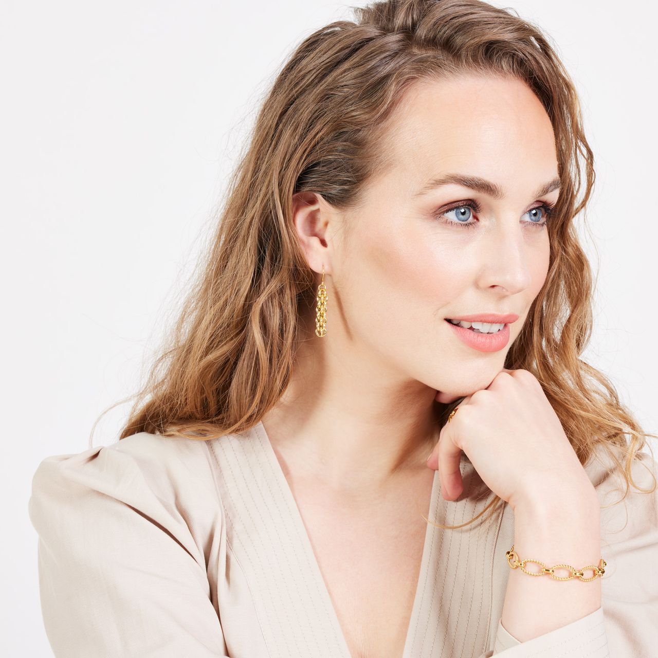 Camille gerecycled stainless steel 18 karaat goldplated oorhangers voor dames