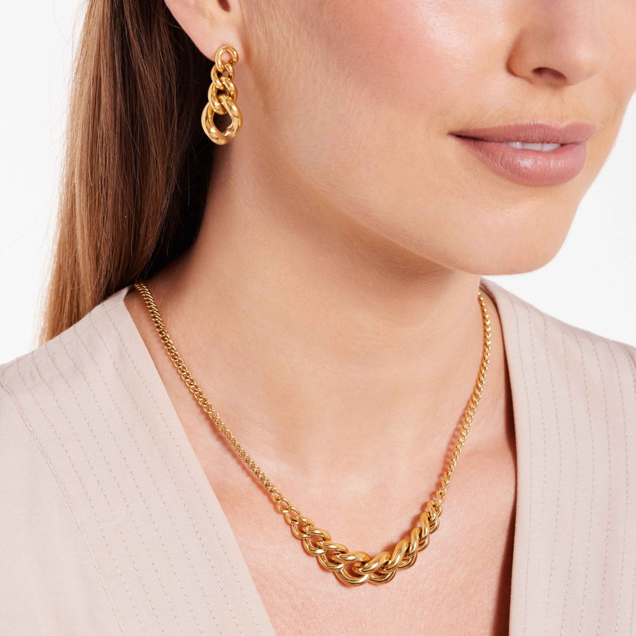 Camille gerecycled stainless steel 18 karaat goldplated ketting voor dames