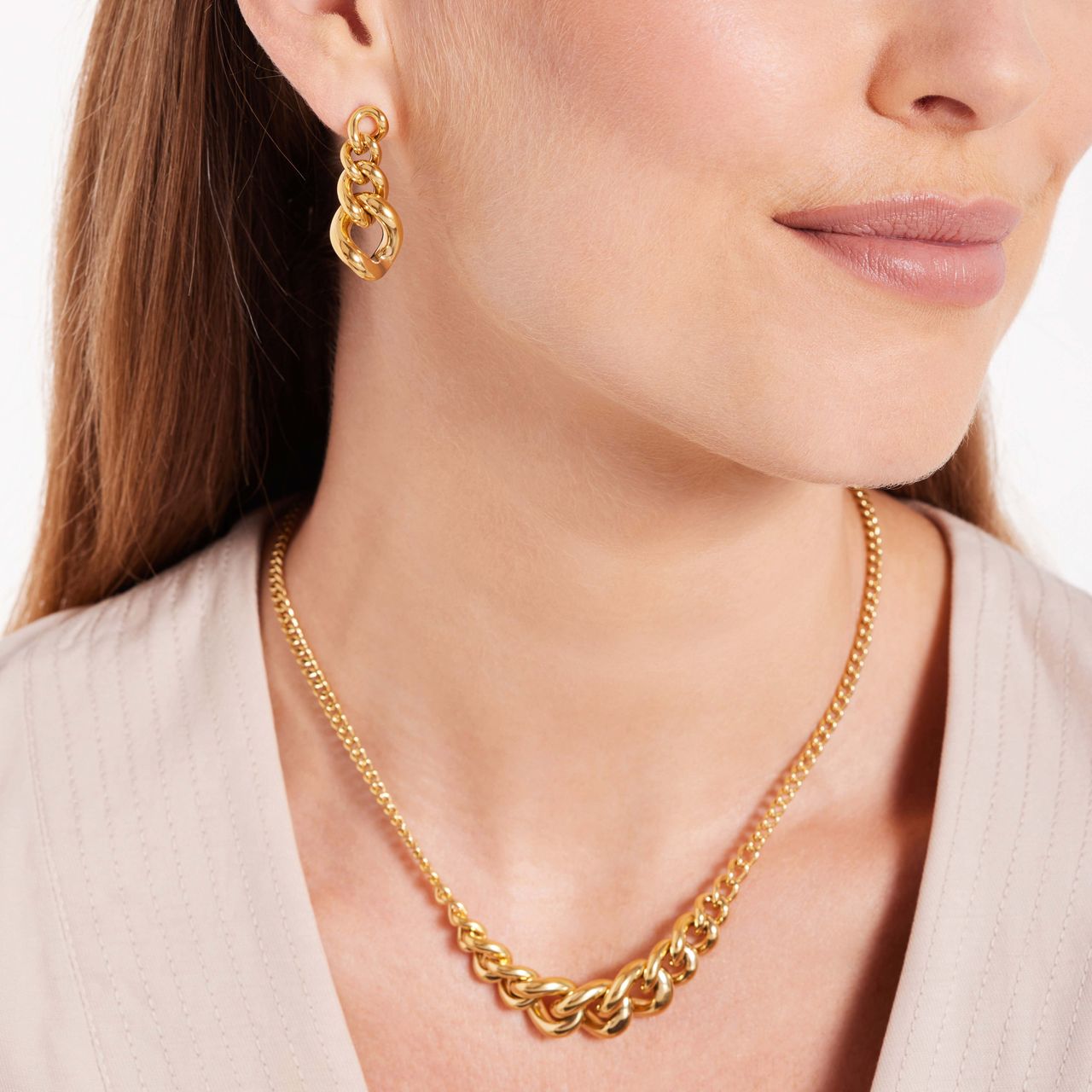 Camille gerecycled stainless steel 18 karaat goldplated oorhangers voor dames