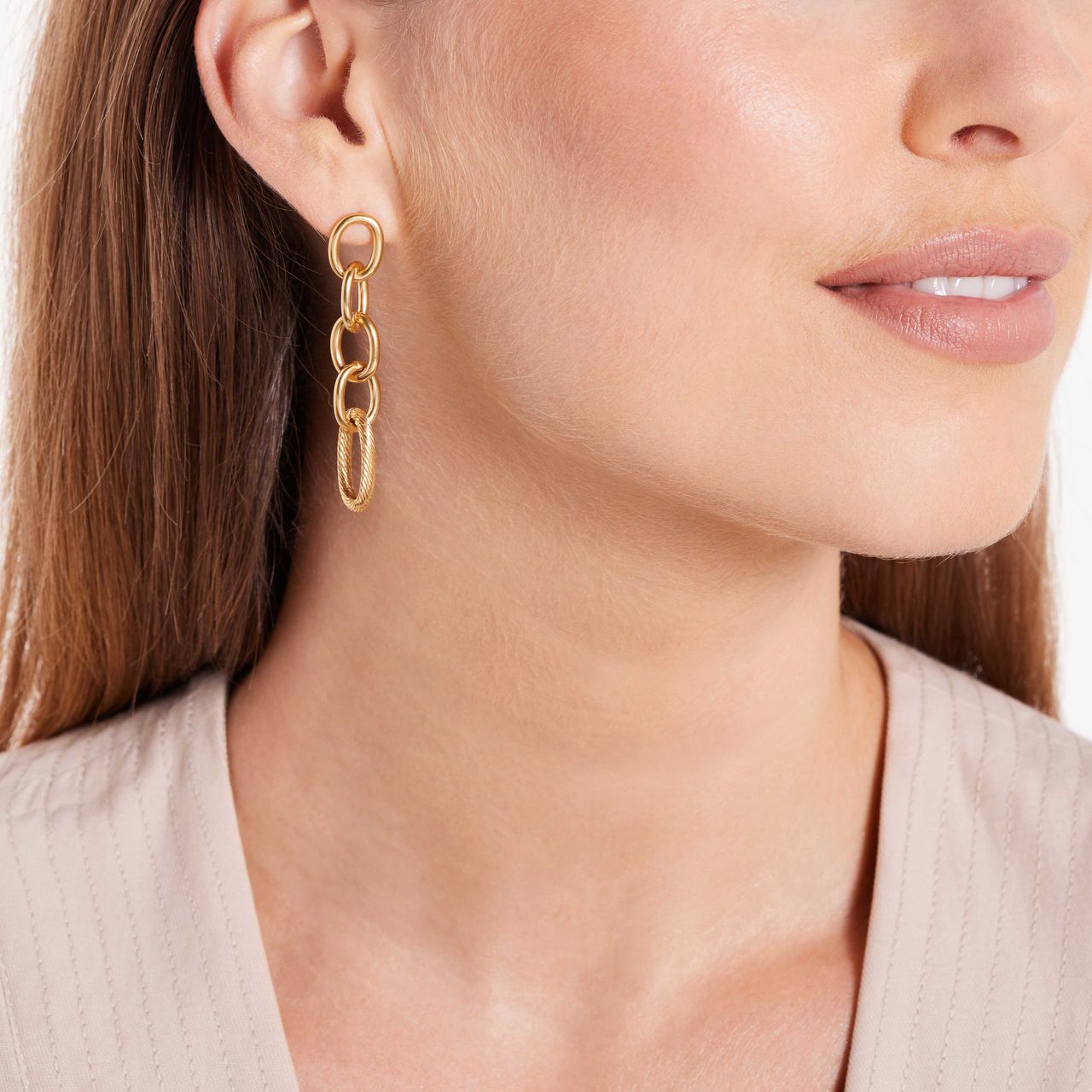 Camille gerecycled stainless steel 18 karaat goldplated oorhangers voor dames