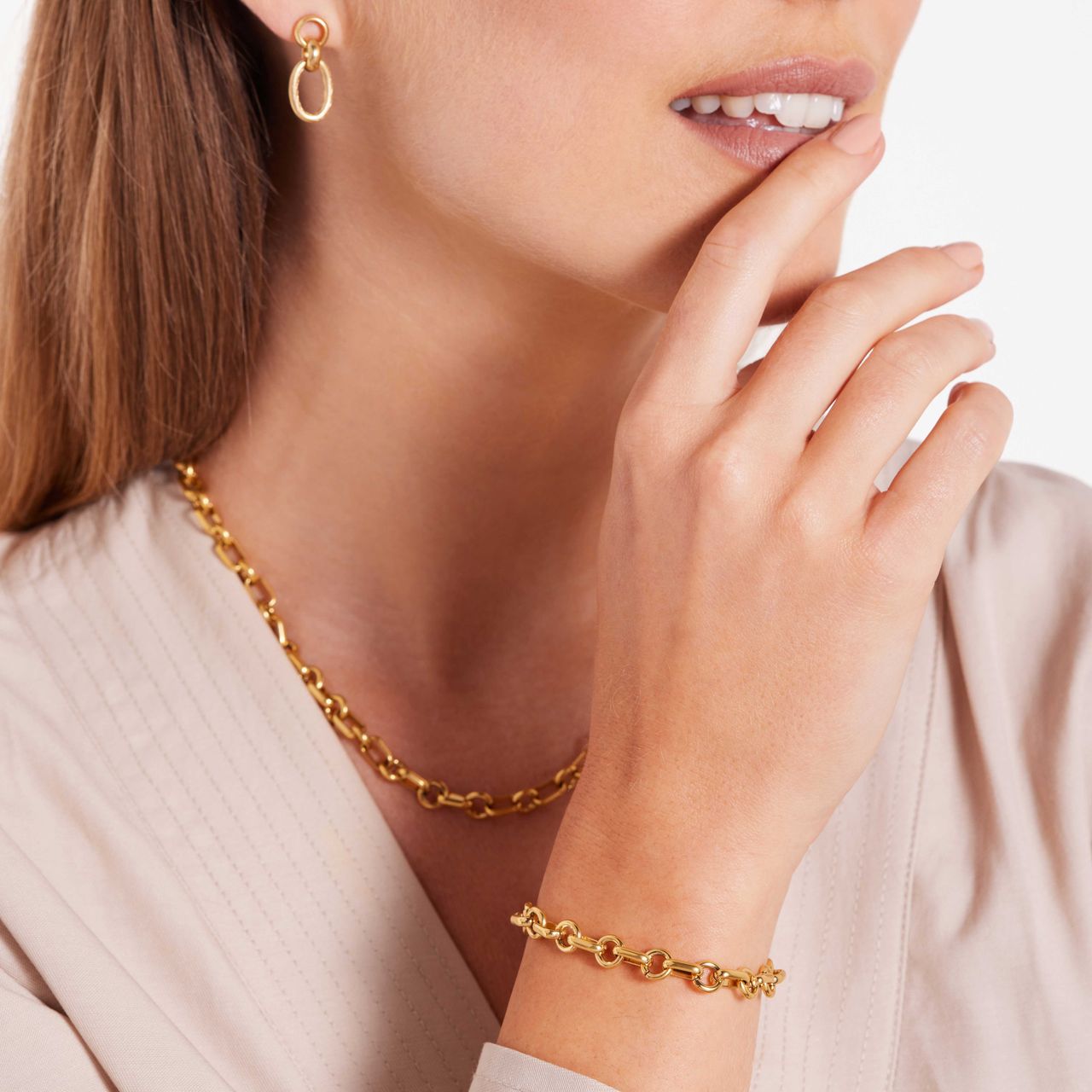 Gerecycleerd stainless steel 18 karaat goldplated armband ines