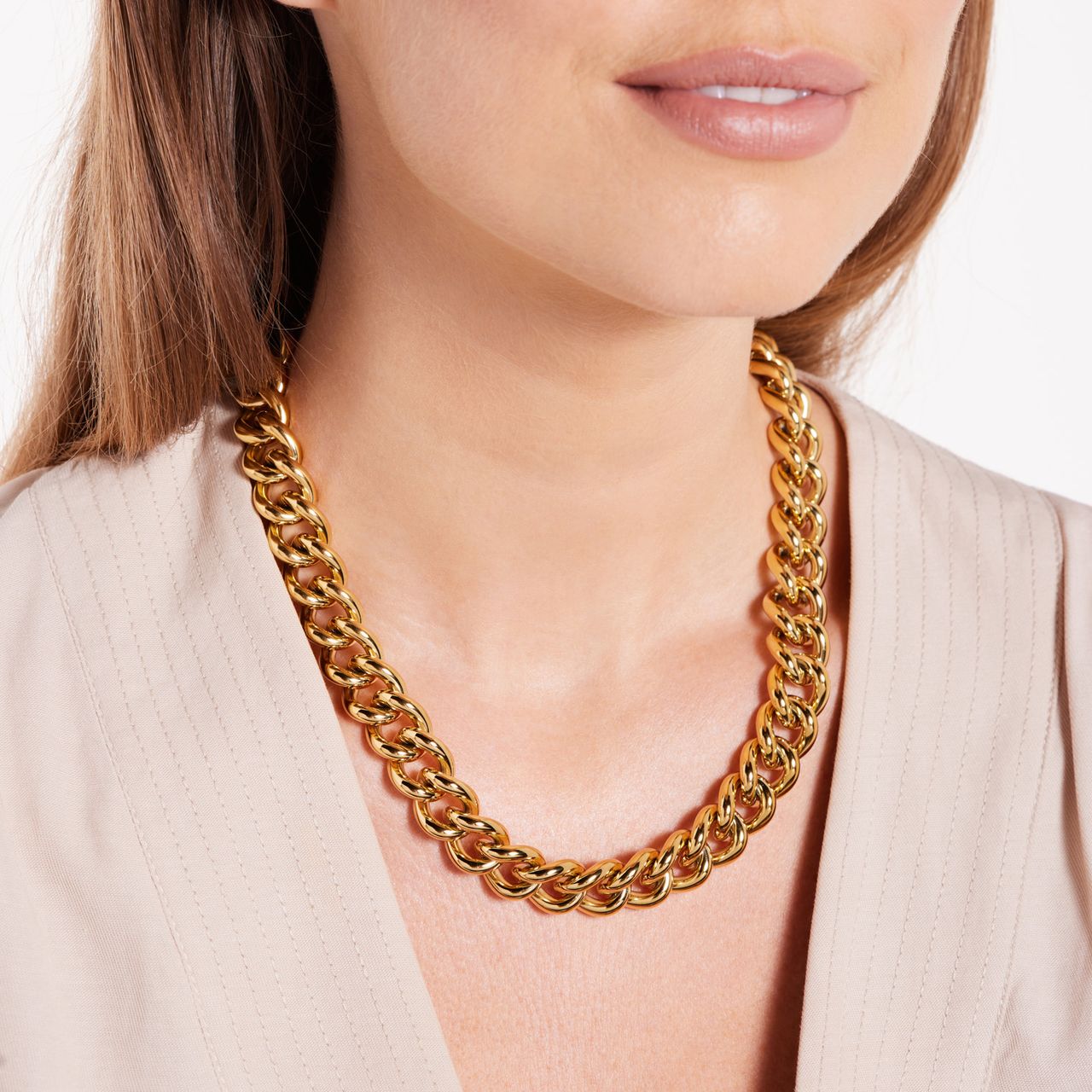 Gerecycled stalen 18 karaat goldplated ketting laetitia
