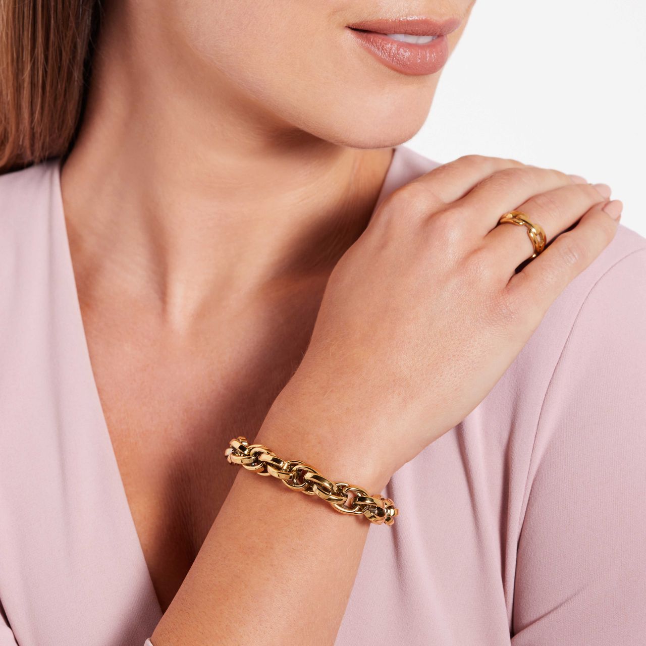 Stainless steel goldplated fantasiearmband voor dames