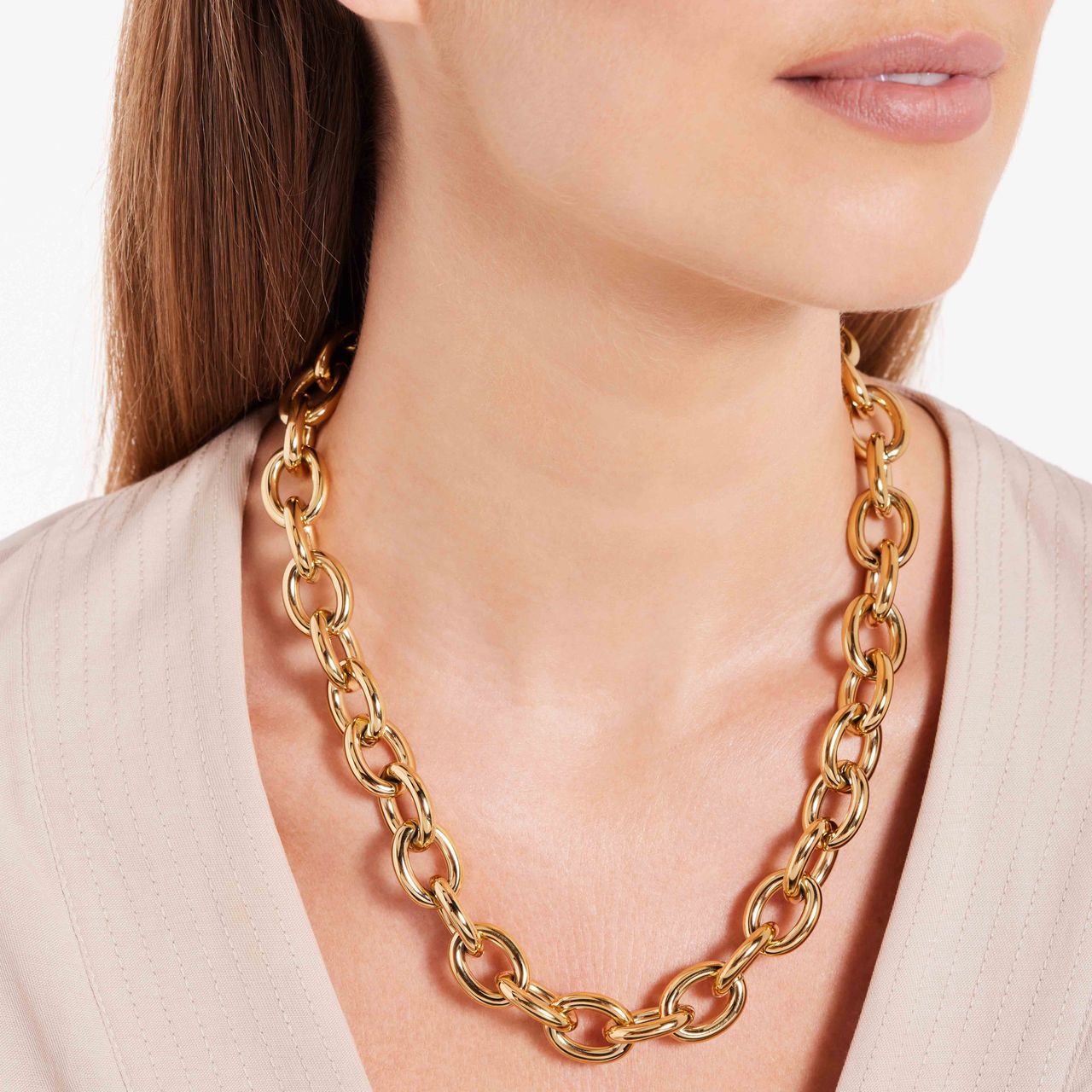 Gerecycled stalen 18 karaat goldplated ketting melina