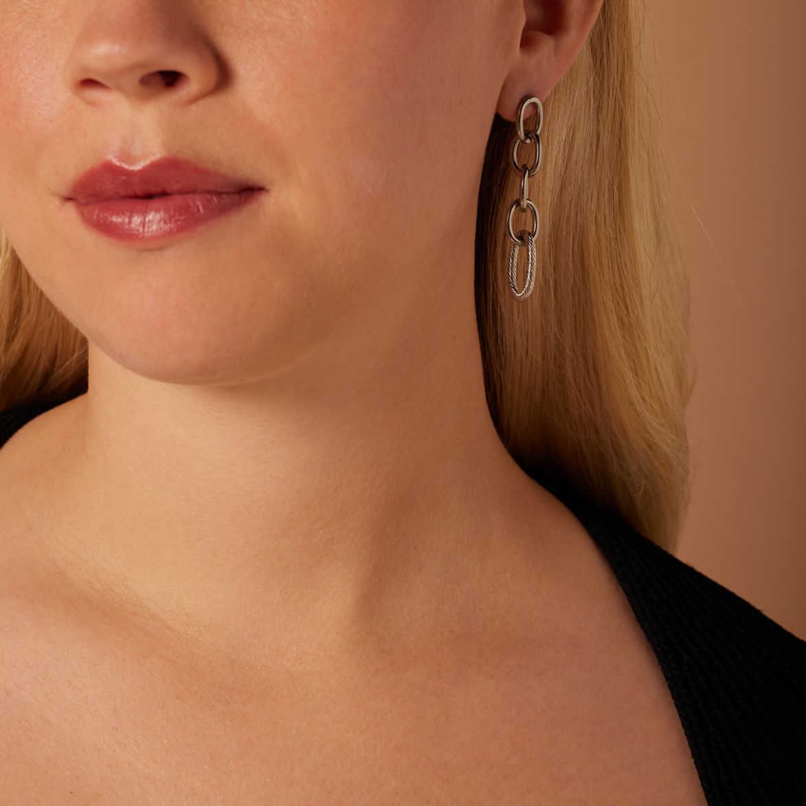 Camille gerecycled stainless steel oorhangers voor dames