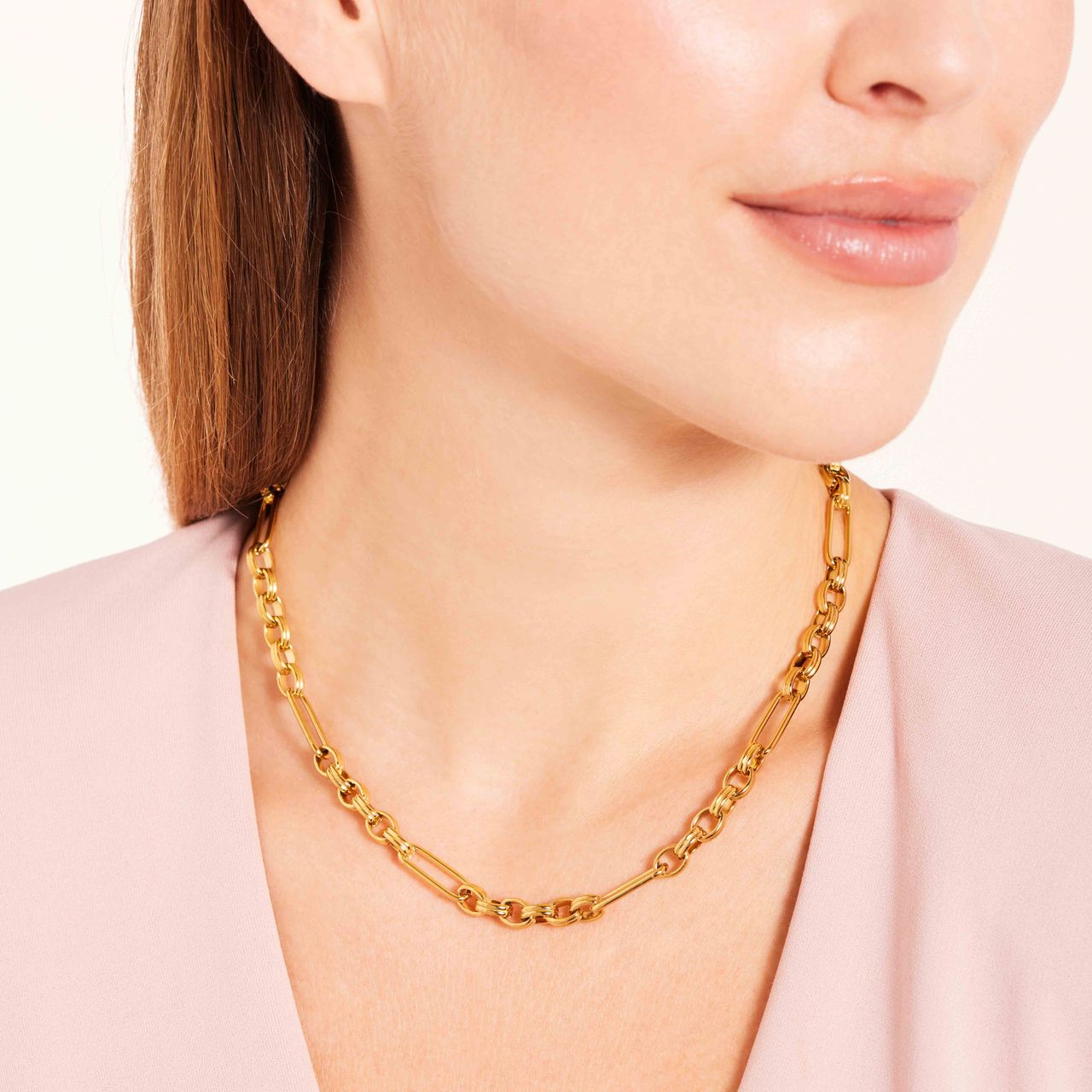 Gerecycleerd stalen 18 karaat goldplated ketting amelie