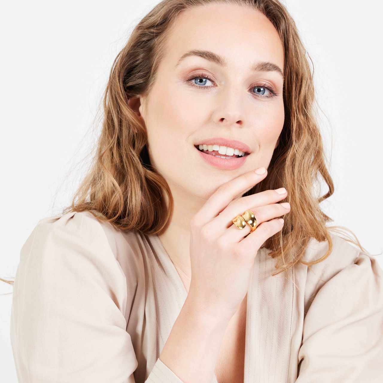 Stainless steel goldplated ring voor dames