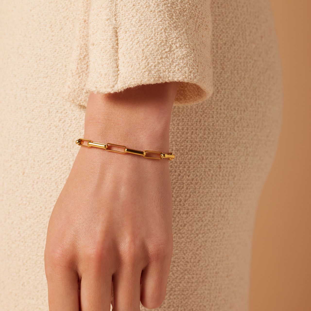 Stalen goldplated fantasiearmband voor dames