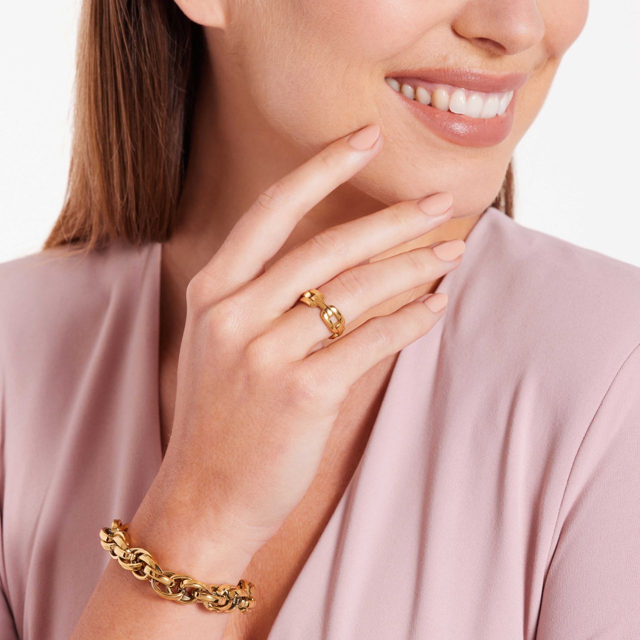 Stainless steel goldplated ring voor dames