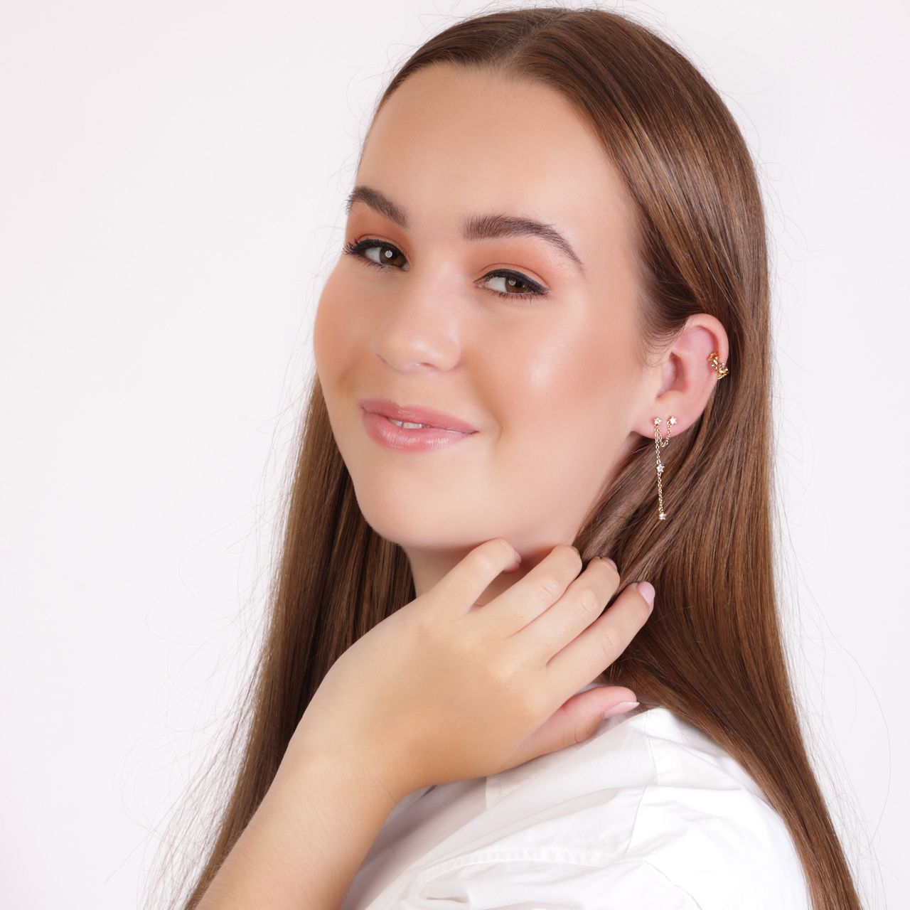 Zilveren goldplated earcuff ster