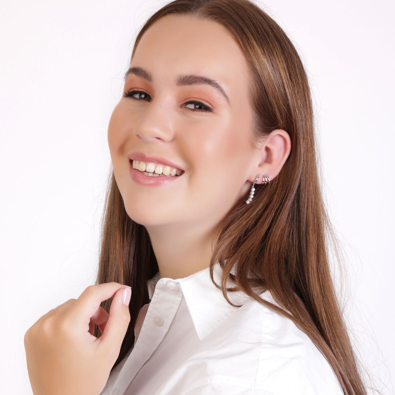 Ohrringe, 925 Silber, mit Anhänger, Zirkonia