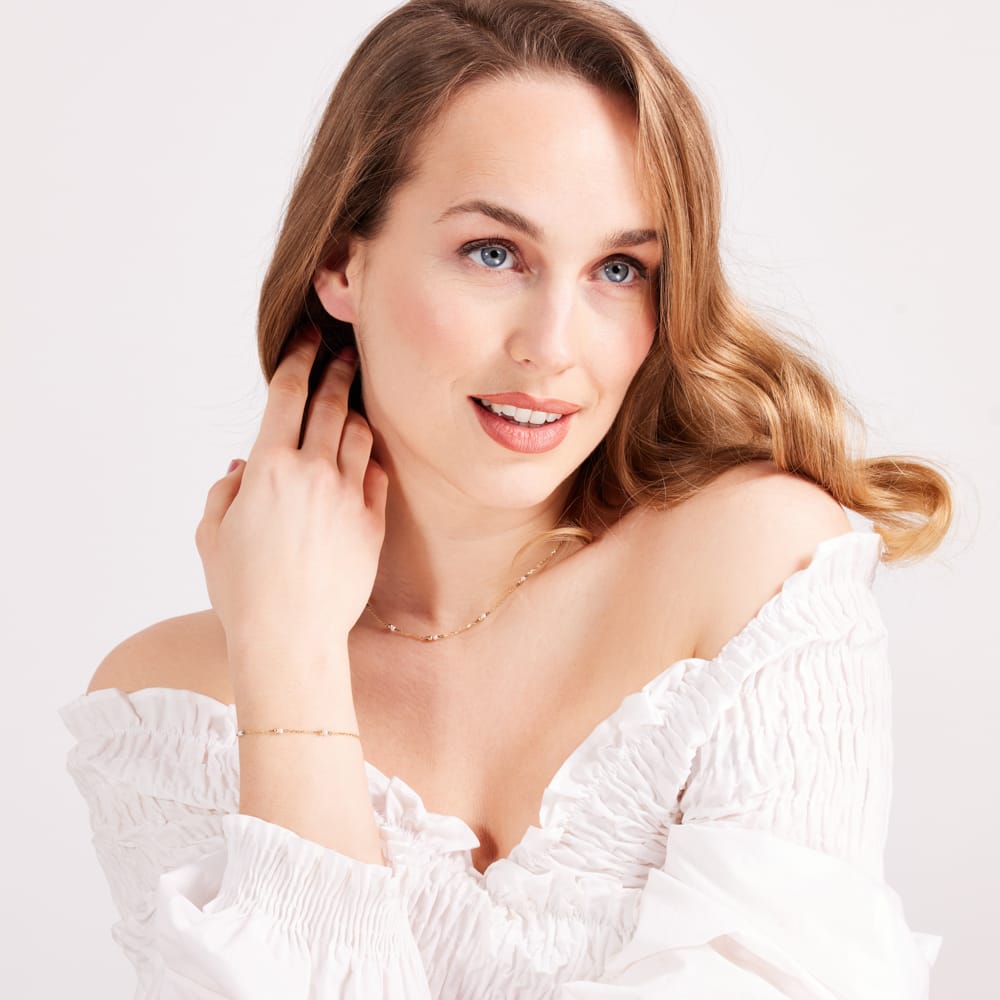 Zilveren goldplated sieradenset voor dames met parel
