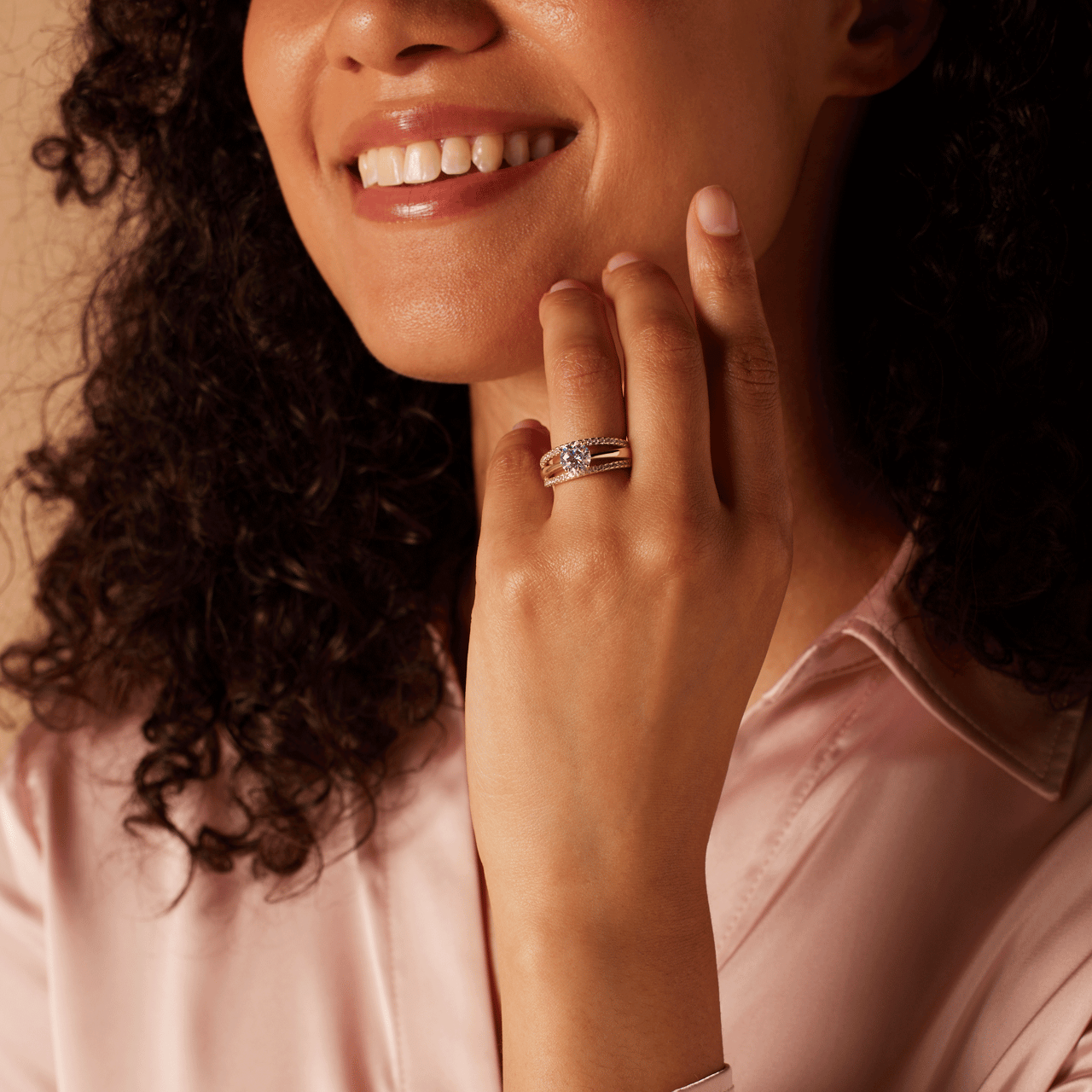 Ring, 925 Silber, vergoldet (750 Gold), mit Zirkonia